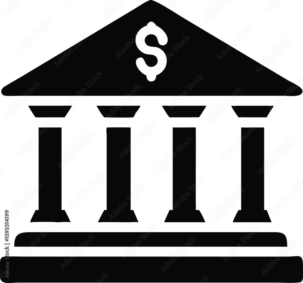 Bank icon with dollar symbol Bank icon with dollar symbol