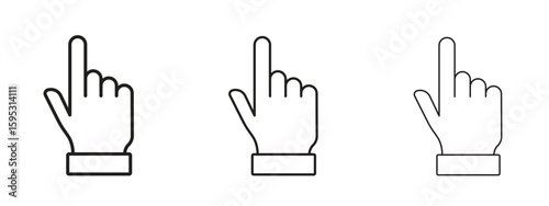 Pointing hand icon in stroke art design versions. EPS 10