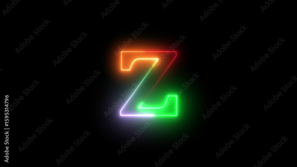 Letter Z. Blue and Red Neon Futuristic Effect. Trendy Glow Lighting.