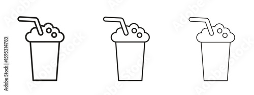 Milkshake icon in stroke art design versions. EPS 10