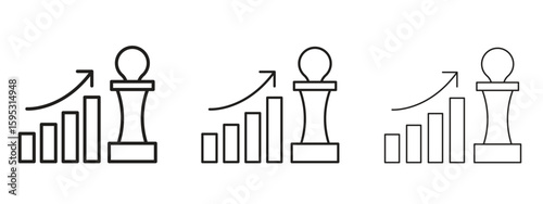 Marketing strategy icon in stroke art design versions. EPS 10