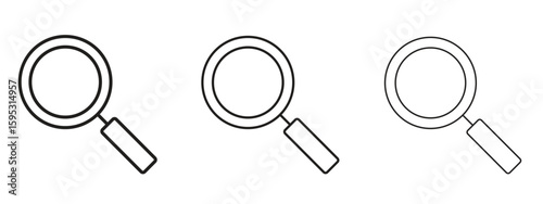 Magnifying glass icon in stroke art design versions. EPS 10