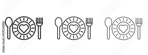 Love Plate icon in stroke art design versions. EPS 10