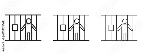 Jail icon in stroke art design versions. EPS 10