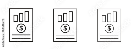 Income statement icon in stroke art design versions. EPS 10