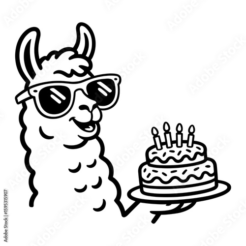 Llama with Birthday Cake