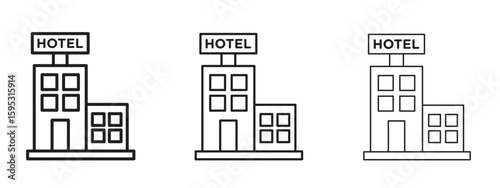 hotel icon elements. A modern flat and line icons set