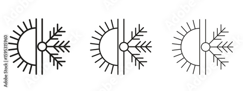 Hot and cold icon in stroke art design versions. EPS 10