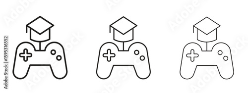 Game based learning icon in stroke art design versions. EPS 10