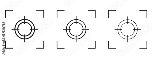 Focus icon in stroke art design versions. EPS 10