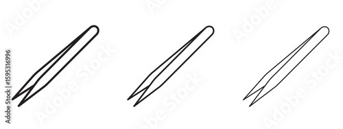 Eyebrow tweezers icon in stroke art design versions. EPS 10
