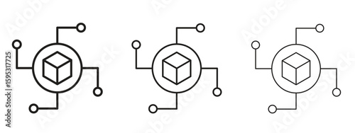 Decentralized icon in stroke art design versions. EPS 10