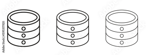 Cylinder database icon in stroke art design versions. EPS 10