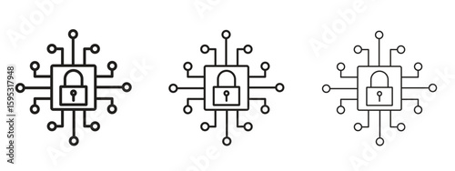 Cyber security icon in stroke art design versions. EPS 10