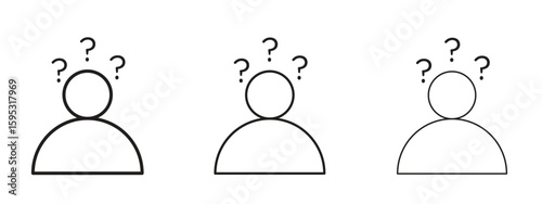 Curious human icon in stroke art design versions. EPS 10