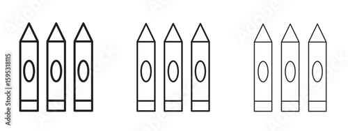 Crayon icon in stroke art design versions. EPS 10