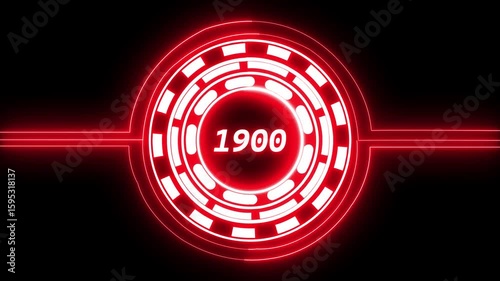 animation black background 1900 text with screen effects of technological failures. Concept of counting years. Past year technology concept.