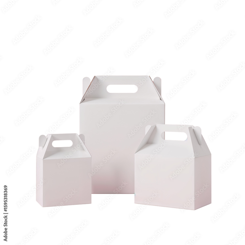 Minimalist display of three white carrier boxes in varying sizes showing clean lines Minimalist display of three white carrier boxes in varying sizes showing clean lines