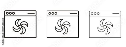 Convection turbofan stove icon in stroke art design versions. EPS 10