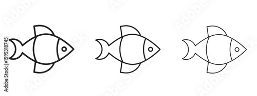 Clown fish icon in stroke art design versions. EPS 10