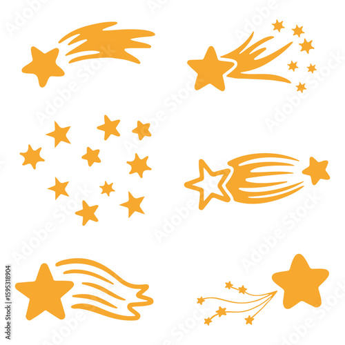 Golden Shooting Stars Vector Set