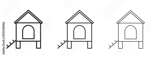 Chicken coop icon in stroke art design versions. EPS 10