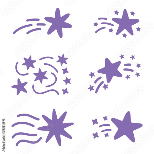 Purple Shooting Stars Vector Set