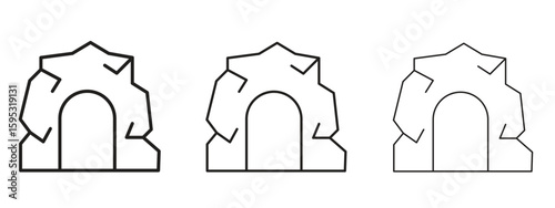 cave icon in stroke art design versions. EPS 10