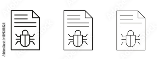 Bug report icon in stroke art design versions. EPS 10