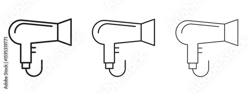 Blow dryer icon in stroke art design versions. EPS 10