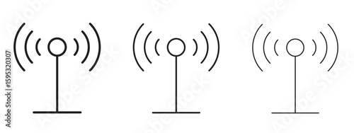 Antenna icon in stroke art design versions. EPS 10
