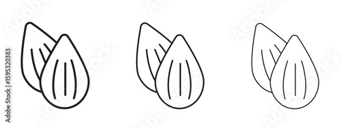 Almond icon in stroke art design versions. EPS 10
