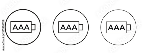 AAA battery icon in stroke art design versions. EPS 10