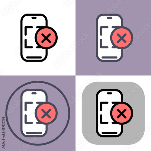 Smartphone declined payment symbol -payments, payment methods, contact-less payment and digital payment icon.