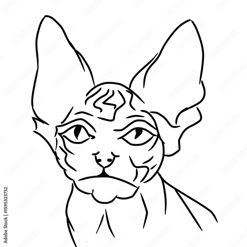 Fototapeta premium Elegant Hand-Drawn Cat Outline in Black
