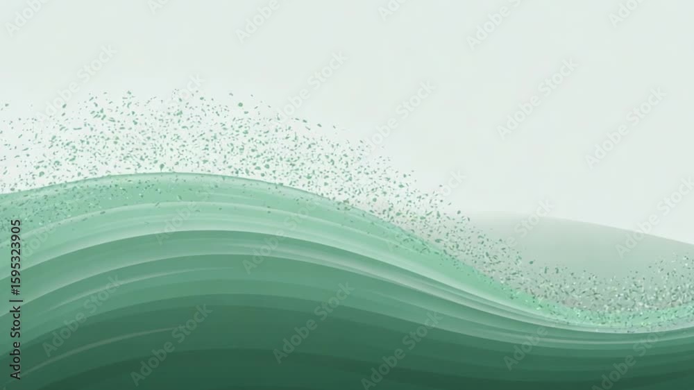 Serene Green Wave Abstract Animation Seamless Loop 4 K Ultra H D Download High Resolution Background Motion Graphics Teal Aqua Mint Green Particles Elegant Subtle Movement Smooth