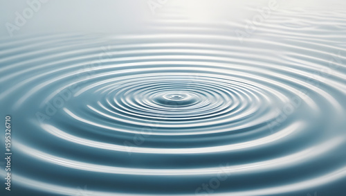 Ripples and water drop creating splash on clear blue surface