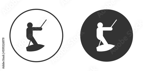 Wakeboarding icon clipart element. stroke art design graphics