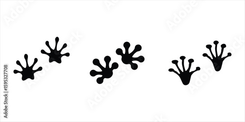 gecko footprints silhouette vector set hand drawn illustration on white background.