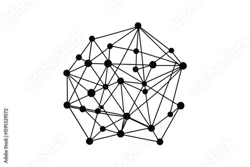 Abstract Network Connection A minimalist illustration of interconnected nodes and lines representing a complex system data structure or social network rendered in black and white