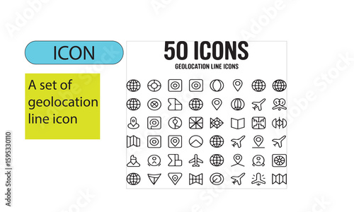 A set of editable line art geolocation icons