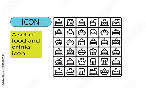 A set of editable line art Foods and drinks icon