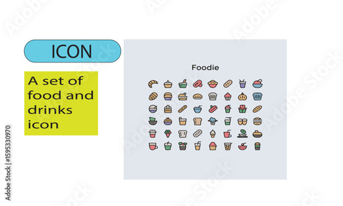 A set of editable line art Foods and drinks icon