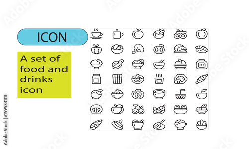 A set of editable line art Foods and drinks icon
