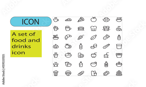 A set of editable line art Foods and drinks icon