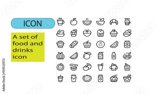 A set of editable line art Foods and drinks icon