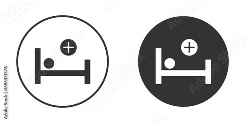 Hospital bed icon clipart element. stroke art design graphics