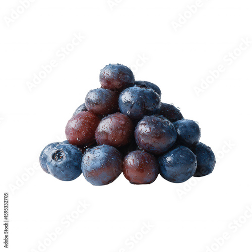 A vibrant pile of fresh blueberries against a white isolated background. Perfect for health, cooking, or natural food themes.