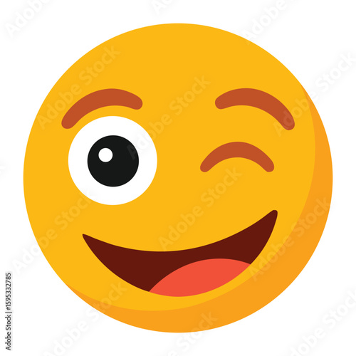 3D Winking Emoji Vector - Playful Face with Cheeky Smile Illustration.