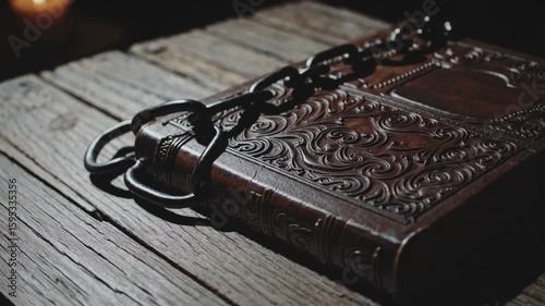 Chain-linked book symbolizing the closure or restriction of cultural knowledge